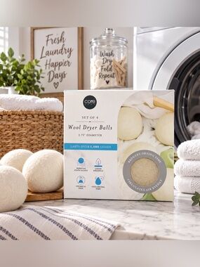 Core Home Wool Dryer Balls - Natural Cream (Set of 4)